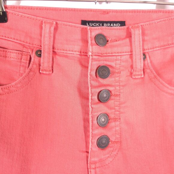 Lucky Brand Womens 2/26 Pink High Rise Crop Bridgette Jeans Ankle Button Fly - Picture 3 of 8